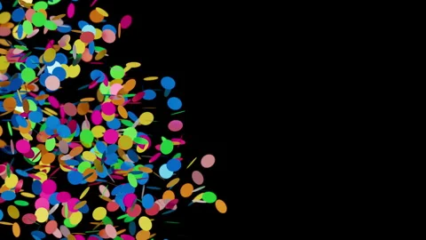 Colorful Round Confetti Falling Against Black Background Festive Vídeo Stock 343557080