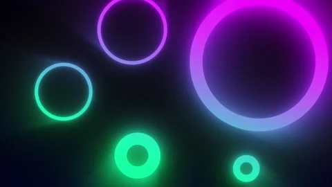 Colorful round cyber punk elements, space lights background loop magic long rays Stock Footage 201698838
