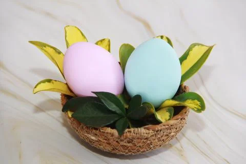Colorful round festive easter eggs Stock Photos