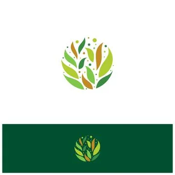 Colorful round Leaf logo vector plant eco green symbol template Stock Illustration