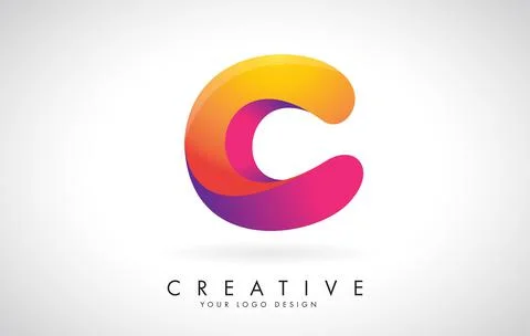 Colorful rounded Letter C Creative Logo Design. Friendly Corporate Entertainm Illustrazione stock