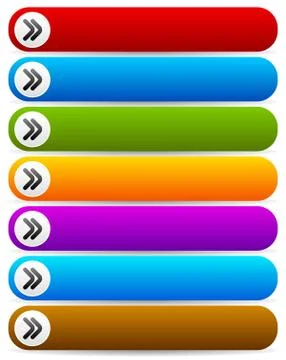 Colorful rounded rectangle buttons with arrows and blank space Stock Illustration