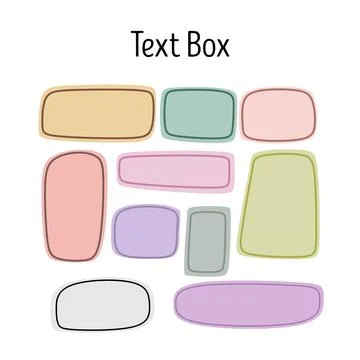 Colorful Rounded Rectangle Text Box Shape Set, Pastel Label Badge Clipart, .. Stock Illustration