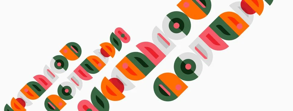 Colorful rounded rectangles overlap, creating dynamic pattern. Bright hues Stock Illustration