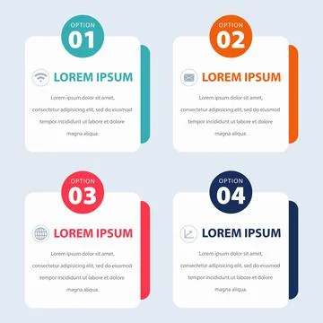 Colorful rounded square infographics flat design Stock Illustration