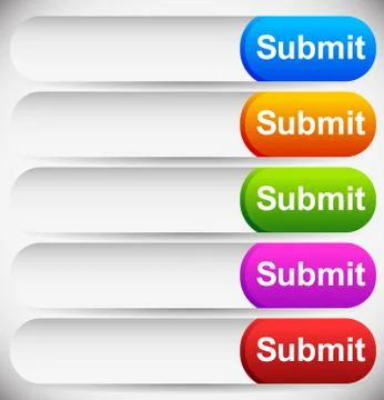 Colorful, Rounded Submit Buttons / Text Input Fields, Form Elements with Subm Illustrazione stock