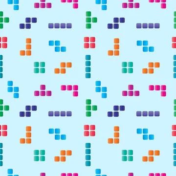 Colorful Rounded Tetris Shape Vector Illustration. Seamless Pattern Design .. Stock-Illustration