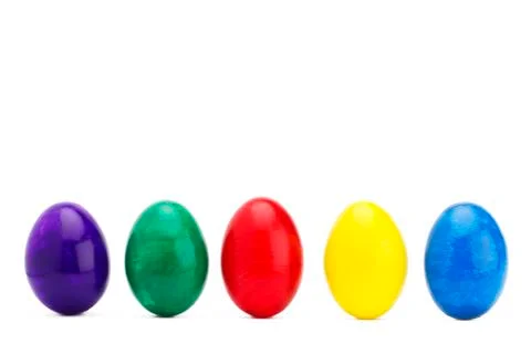 Colorful row of easter eggs Stock Photos