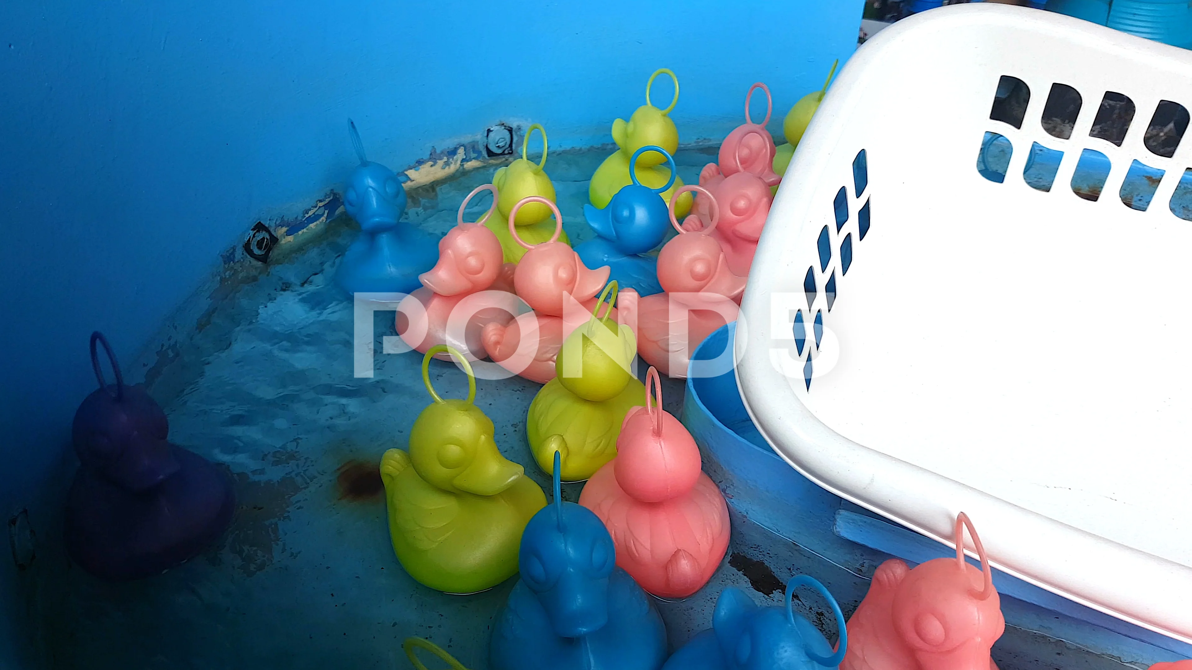 Colorful Rubber Duck Fishing Game, Stock Video