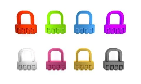 Colorful Safe combination lock icon isolated on white background. Combinati.. 스톡 일러스트
