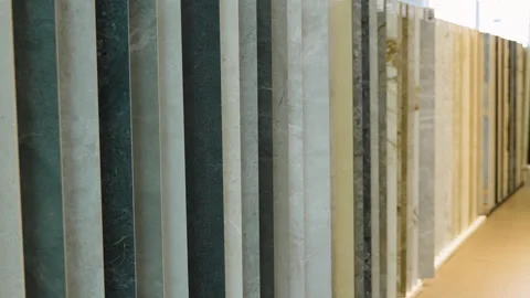 Colorful samples of a stone tile in store Stock Footage 262507043