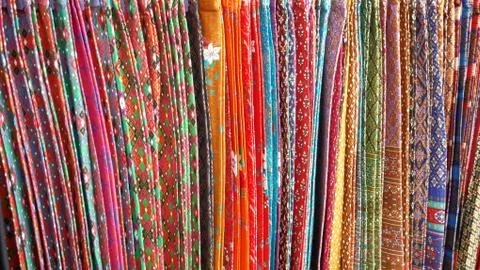 Colorful Sarongs with Assorted Patterns Stock Photos