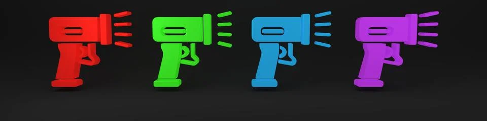 Colorful Scanner scanning bar code icon isolated on black background. Barco.. Stockillustratie