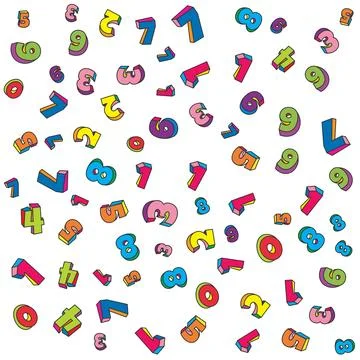 Colorful scattered numbers pattern vector background Stock Illustration