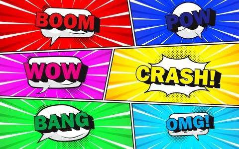 Colorful scene comic background with speech bubble expression Stock Illustration