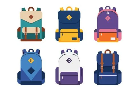 Colorful school backpack collection. Stock Illustration