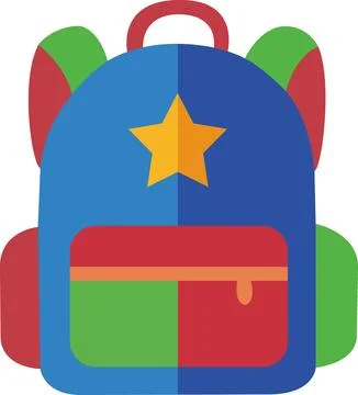 Colorful school backpack flat icon illustration Stock Illustration