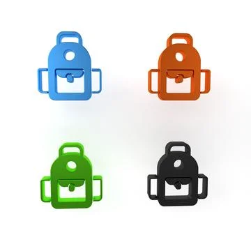Colorful School backpack icon isolated on white background. Minimalism conc.. イラスト素材
