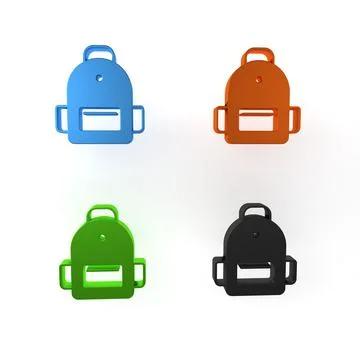 Colorful School backpack icon isolated on white background. Minimalism conc.. Stock Illustration