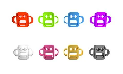 Colorful School backpack icon isolated on white background. Minimalism conc.. イラスト素材