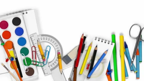 Colorful School Supplies collection Video stock 158040341