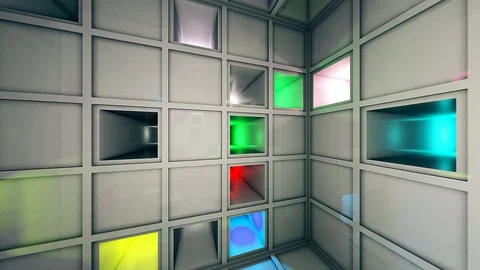 Colorful Sci-Fi White Cube Interior Loop... | Stock Video | Pond5