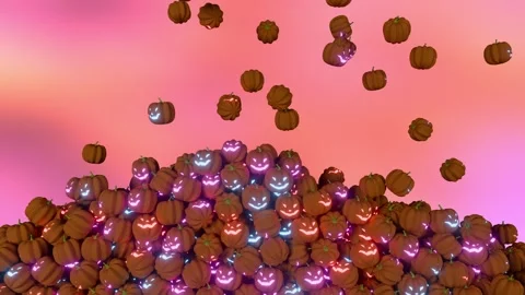 The Colorful Screen Is Starting To Be Completely Filled With Halloween Pumpkins. Video stock 346190209