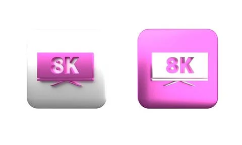 Colorful Screen tv with 8k Ultra HD video technology icon isolated on white.. 写真素材