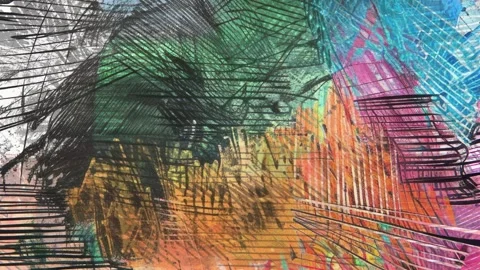 Colorful Scribble Grunge Texture with Crosshatched Lines and Rough Layers Video stock 327928176