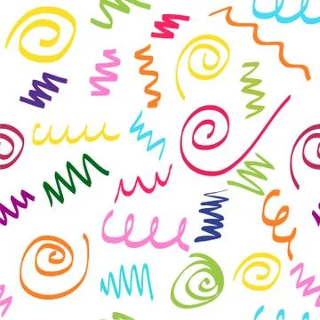 Colorful Scribble Seamless Pattern Background Illustrazione stock