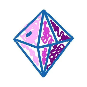 Colorful scribbled geometric diamond shape on white background Stock Illustration