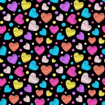 Colorful scribbled hearts Stock Illustration