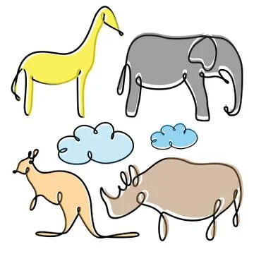 Colorful script animal Illustrazione stock