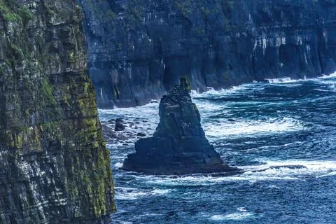 Colorful Sea Stack Cliffs of Moher Claire County Ireland Stock Photos