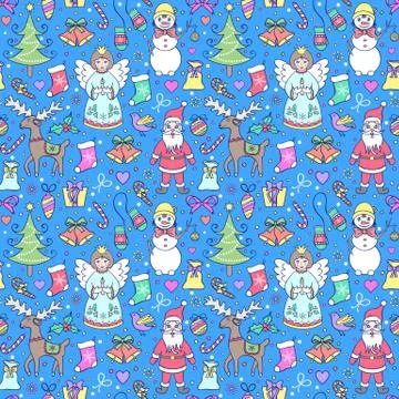 Colorful seamless christmas pattern Stock Illustration