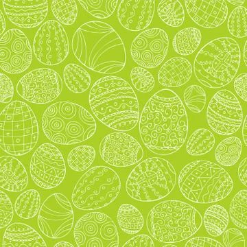 Colorful seamless easter pattern in doodle style. Hand drawn background - Illustrazione stock