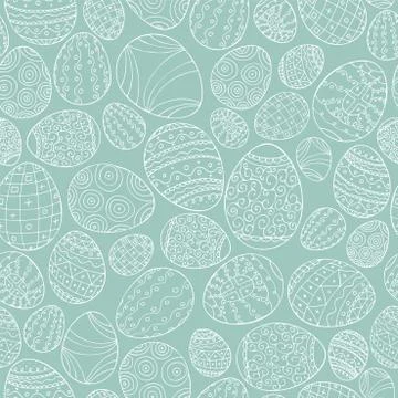 Colorful seamless easter pattern in doodle style. Hand drawn background - Stock Illustration