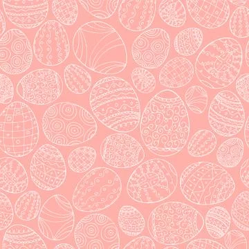 Colorful seamless easter pattern in doodle style. Hand drawn background - Illustrazione stock