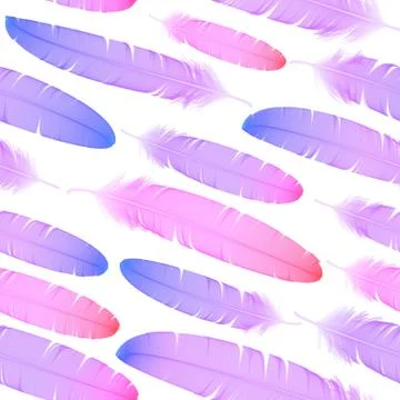 Colorful seamless feather vector pattern Stock Illustration