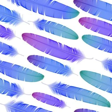 Colorful seamless feather vector pattern Stock Illustration