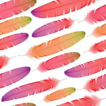 Colorful seamless feather vector pattern Stock Illustration