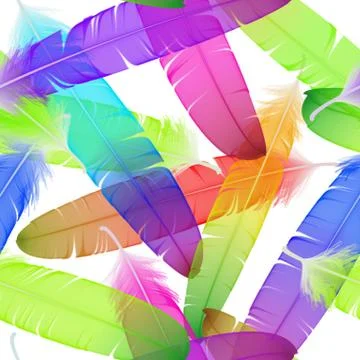 Colorful seamless feather vector pattern Stock Illustration