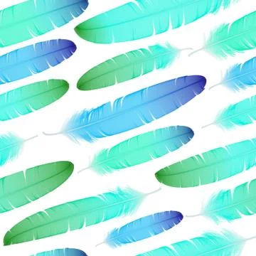 Colorful seamless feather vector pattern Illustrazione stock
