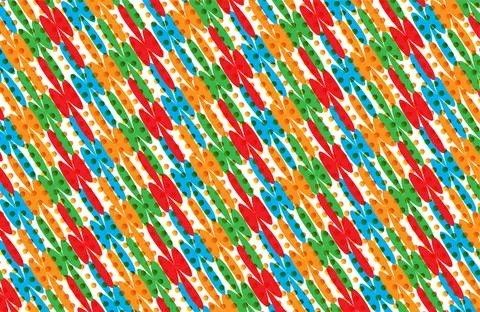 Colorful Seamless Floral Pattern Background With Retro Polka Dot Texture Fo.. Illustrazione stock