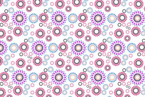 Colorful Seamless Floral Pattern With Circular Flower Motifs For Background.. イラスト素材