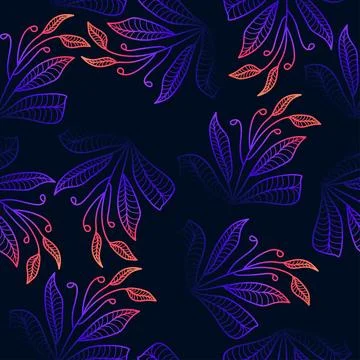 Colorful Seamless Floral Pattern with Gradient Style イラスト素材