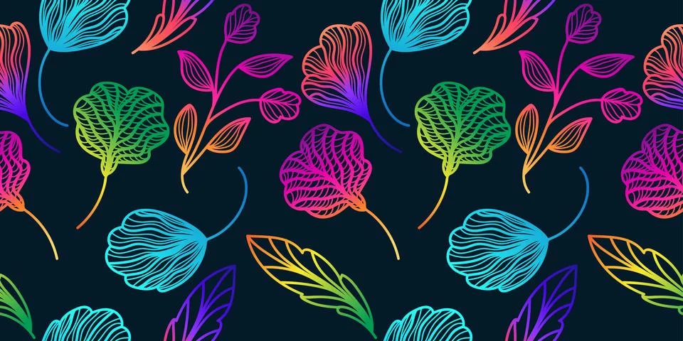 Colorful Seamless Floral Pattern with Gradient Style Stock Illustration