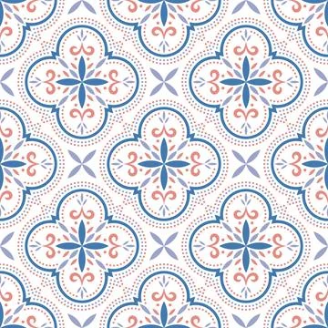 Colorful Seamless Geometric Pattern in Blue and Pink Stock Illustration