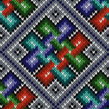 Colorful seamless knitted pattern Stock Illustration