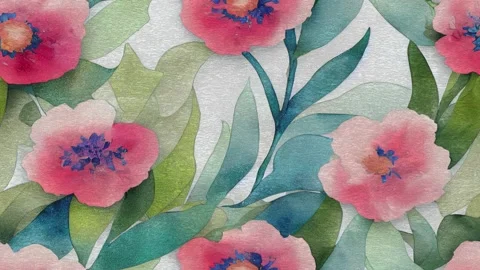 Colorful Seamless Loopable Floral Animation With Abstract Birds Stock Footage 215448907
